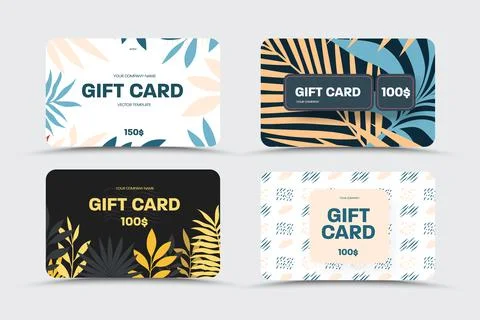 Vector gift card with trendy design, tropical, exotic twigs. Stock Illustration