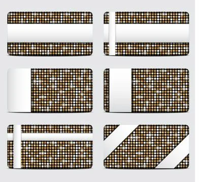 Vector gift cards with gold sequins background. Stock Illustration