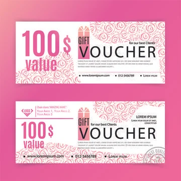 Vector gift Rose voucher template. Universal flyer for business. luxury white Stock Illustration