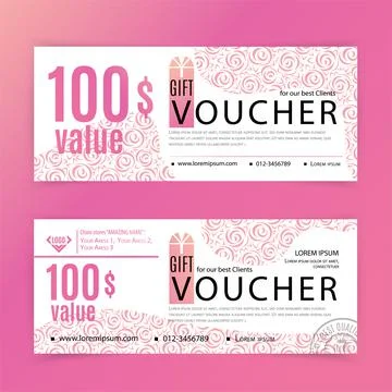 Vector gift Rose voucher template. Universal flyer for business. luxury white Stock Illustration