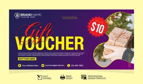 Vector Gift Voucher Design Template. Gift Voucher Template Promotion Sale Stock Illustration