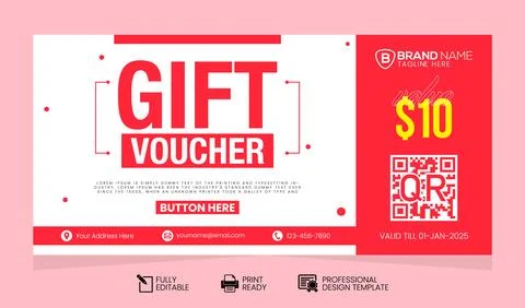 Vector Gift Voucher Design Template. Gift Voucher Template Promotion Sale Stock Illustration