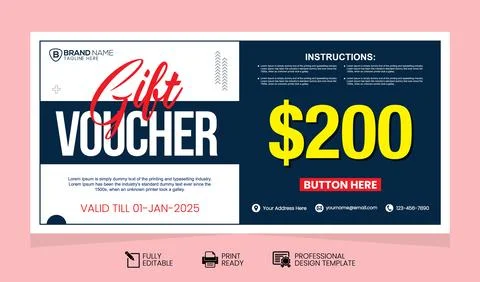 Vector Gift Voucher Design Template. Gift Voucher Template Promotion Sale Stock Illustration