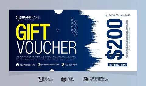 Vector Gift Voucher Design Template. Gift Voucher Template Promotion Sale Stock Illustration