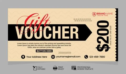 Vector Gift Voucher Design Template. Gift Voucher Template Promotion Sale Stock Illustration