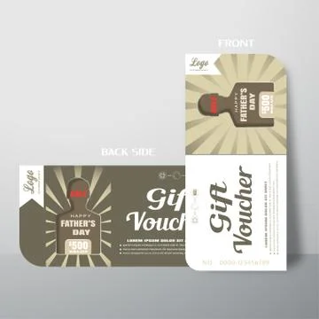 Vector gift voucher for Father's Day sale with man silhouette, 500 dollars .. Stock Illustration