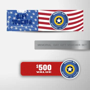 Vector gift voucher for Memorial Day with insert on the gradient gray backg.. Stock Illustration