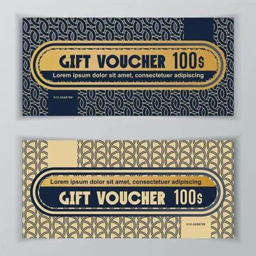 Vector gift voucher template. Art Deco style for business card for department Stock Illustration