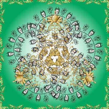 Vector gift voucher template with mandala ornament on a green, black and neutral Stock Illustration