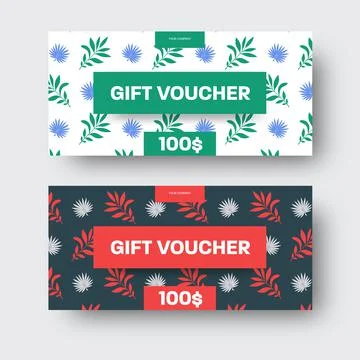 Vector gift voucher template with place for text in the center, tropical palm Stock Illustration