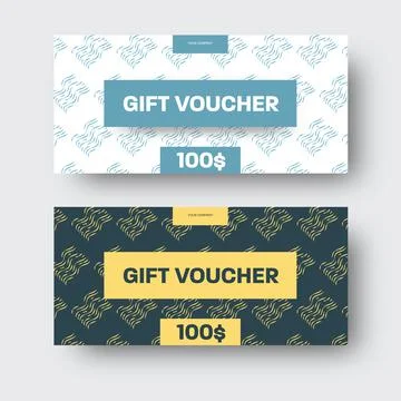 Vector gift voucher template with small abstract wavy elements, with a sign i Stock Illustration
