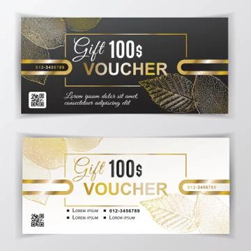 Vector gift voucher template. Universal flyer for business. luxury white black Stock Illustration