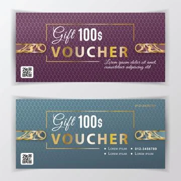 Vector gift voucher template. Universal flyer for business. luxury red blue Stock Illustration