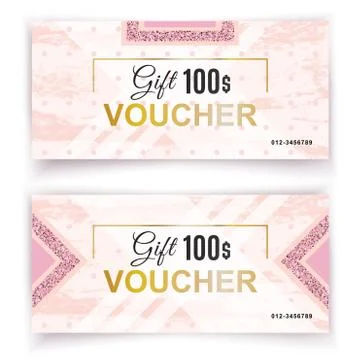Vector gift voucher template. Universal flyer for business. luxury white pink Stock-Illustration
