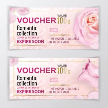 Vector gift voucher template. Universal flyer for business. luxury pink marble Stock Illustration