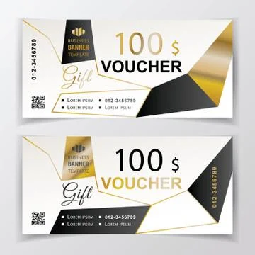 Vector gift voucher template. Universal flyer for business. luxury white black Stock Illustration