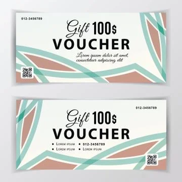 Vector gift voucher template. Universal flyer for business. beige green vector Stock Illustration
