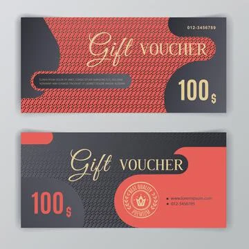 Vector gift voucher template. Universal flyer for business. luxury red black Stock Illustration