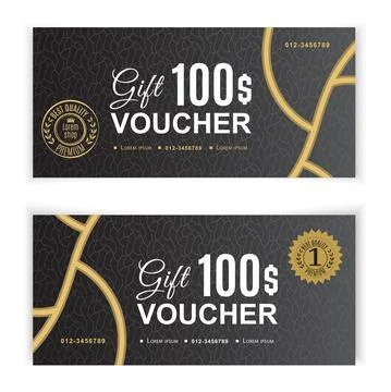 Vector gift voucher template. Universal flyer for business. luxury white black Stock Illustration