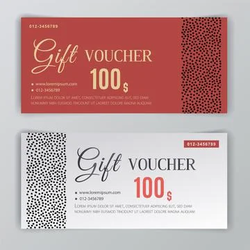 Vector gift voucher template. Universal flyer for business. luxury red white Stock Illustration