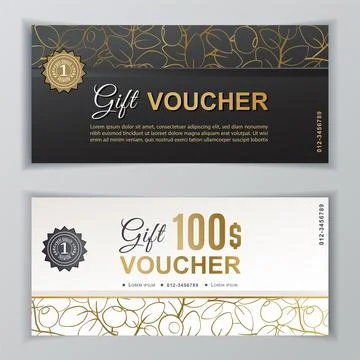Vector gift voucher template. Universal flyer for business. luxury white black 스톡 일러스트