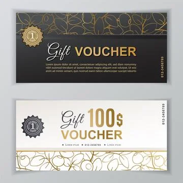 Vector gift voucher template. Universal flyer for business. luxury white black Stock Illustration