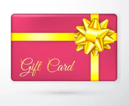 Vector gift vouchers with bow gold yellow ribbons, and red backgrounds. Creat Stock Illustration
