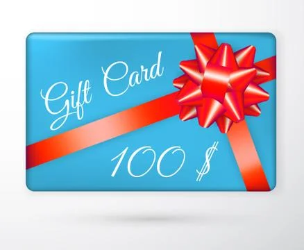 Vector gift vouchers with bow red ribbons, and blue backgrounds. Creative hol Stock Illustration