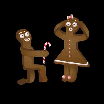 Vector ginger bread amorous boy proposes to a girl. Lovers pair Illustrazione stock