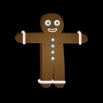 Vector ginger bread christmas man on black background Illustrazione stock