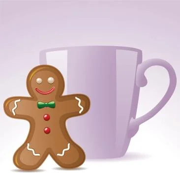 Vector gingerbread cookie and a cup Stock Illustration