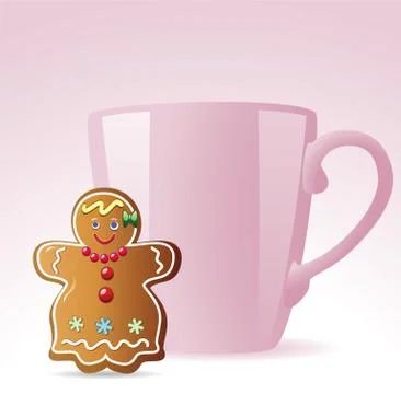 Vector gingerbread cookie and a cup Stock Illustration
