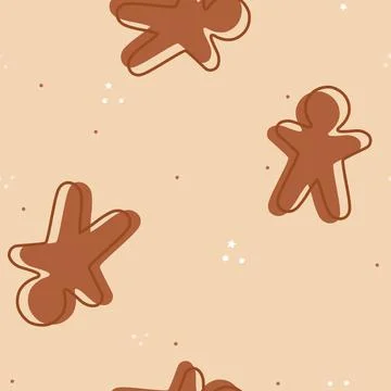Vector Gingerbread Cookies Abstract in Warm Browns seamless pattern background Stock Illustration