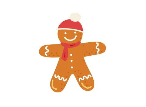 Vector gingerbread man on white background.Traditional winter pasrty,dessert Stock Illustration
