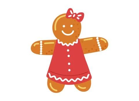 Vector gingerbread man on white background.Traditional winter pasrty,dessert Stock Illustration