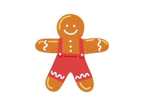 Vector gingerbread man on white background.Traditional winter pasrty,dessert Stock Illustration