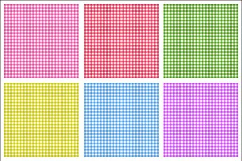 Vector gingham pattern in red background set Stock Illustration