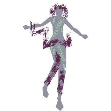 Vector girl in brush and lines style . Editable illustration Stock Illustration