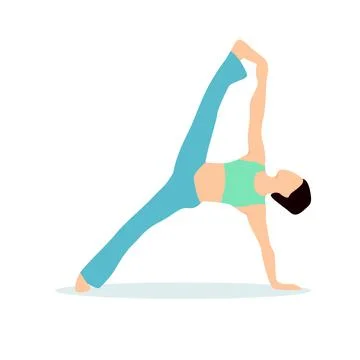 Vector of girl doing exercise in one leg side plank pose Stock Illustration