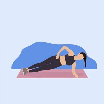 Vector of girl doing exercise in side plank pose. Illustrazione stock
