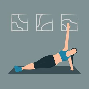 Vector of girl doing exercise in side plank pose. Stock Illustration