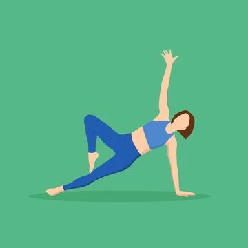 Vector of girl doing exercise in side plank pose Stock Illustration
