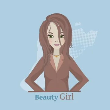 Vector girl of flat style smiling. Stock Illustration