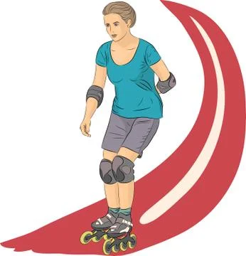 Vector. Girl on roller skates. 스톡 일러스트