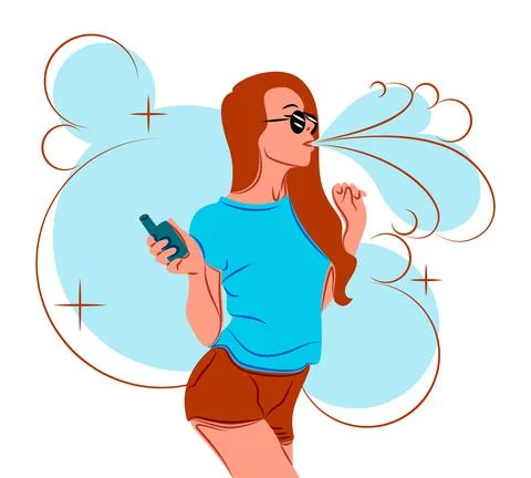 Vector girl in shadow of sharp lines style Illustrazione stock