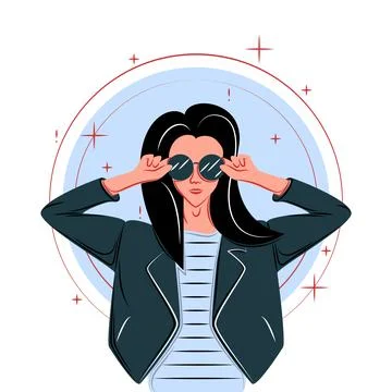 Vector girl in shadow of sharp lines style Stock Illustration