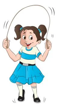 Vector of girl skipping. Stock Illustration