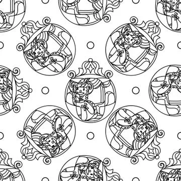 Vector girlish seamless pattern Illustrazione stock