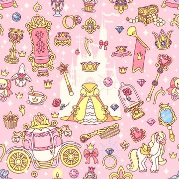 Vector girlish seamless pattern Stock Illustration