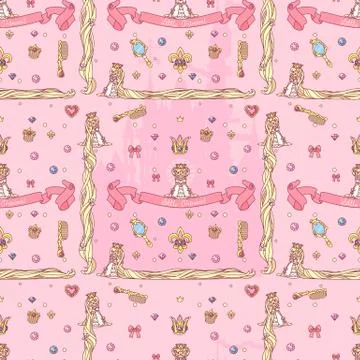 Vector girlish seamless pattern Stockillustratie